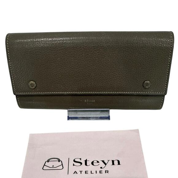 Céline Large Flap Wallet in Gray Leather - Picture 1 of 7